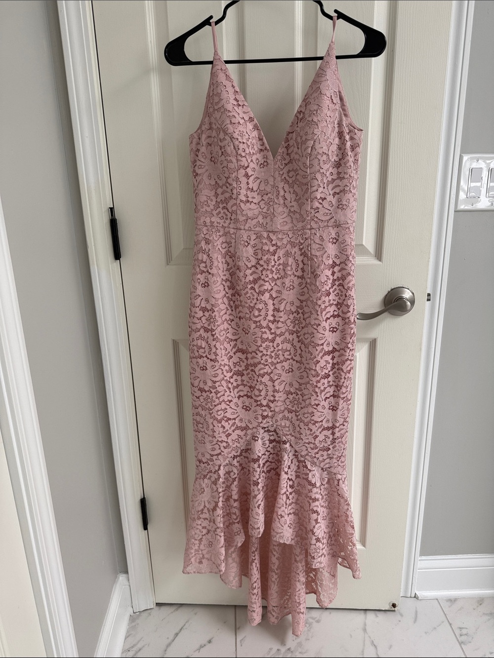 Blush Lace V-Neck Dress